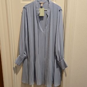H&M Soft Blue Pleated Dress NWT